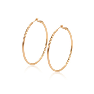 97339 xuping simple style big plain circle design 18k gold color fashion women's hoop earrings